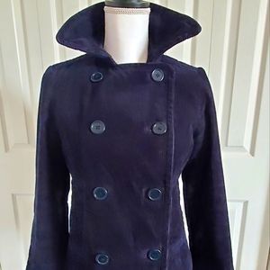 Gap Classic Navy Corduroy Button Down Peacoat Jacket Poly Filler